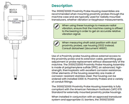 Bently Nevada 31000-Series Probe Housings: Industrial Automation Solutions